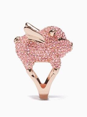 ♠️ Kate Spade Wild Imagination Flying Pig Pink Pave Crystal Cocktail Ring